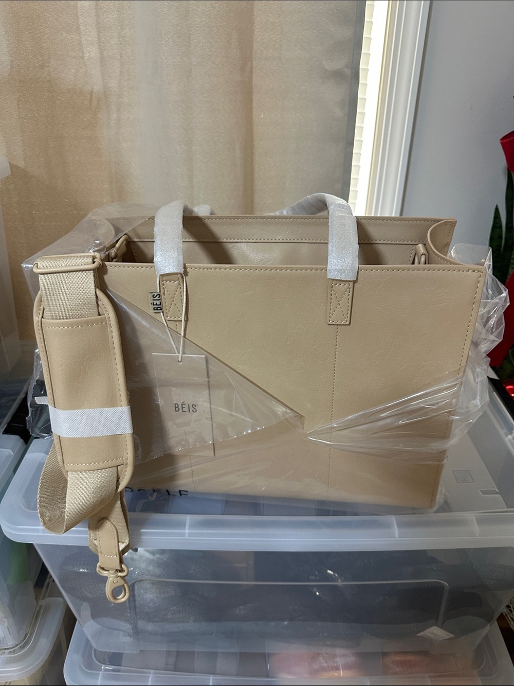 Beis Beige work tote with strap